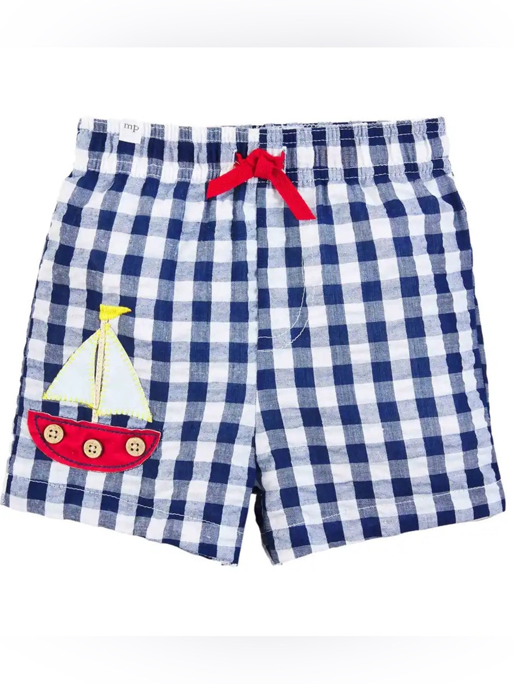 NWT Mud Pie sailboat gingham swim trunks | 12-18 months